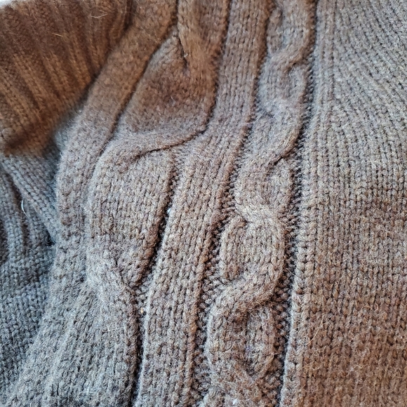 Land's End Brown Cable Knit Cardigan Duster Size XS - Picture 3 of 6